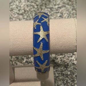 • Talbots • Blue Enamel Hinge Bracelet with Gold Starfish • EUC